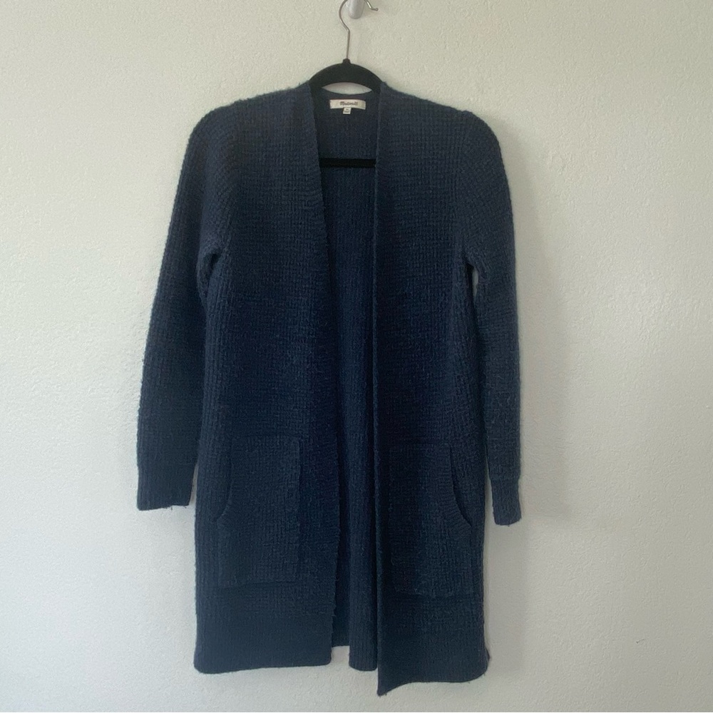 Madewell Navy Long Open-Front Cardigan